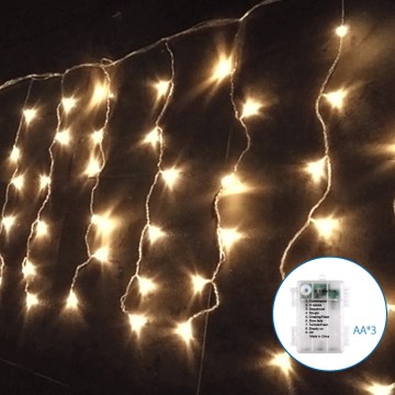 Aigostar-Catena LED natalizia da esterno 100xLED/8 funzioni 3xAA 8x0,4m IP44 bianco caldo