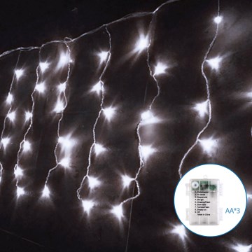 Aigostar - Catena LED natalizia da esterno 100xLED/8 funzioni/3xAA 8x0,4m IP44 bianco freddo