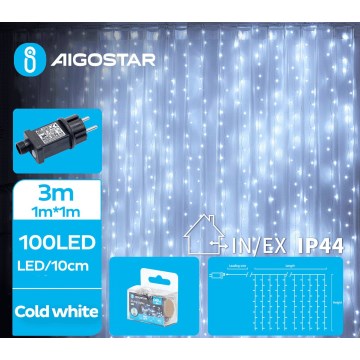 Aigostar - Catena LED natalizia da esterno 100xLED/8 funzioni 4x1m IP44 bianco freddo