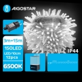 Aigostar - Catena LED natalizia da esterno 150xLED/8 funzioni 18m IP44 bianco freddo