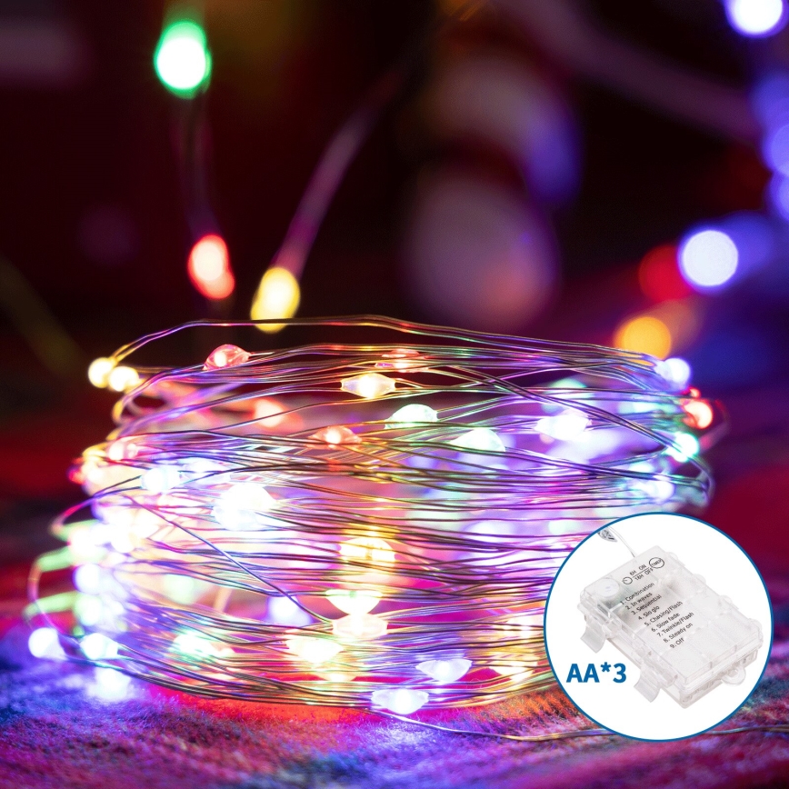 Aigostar - Catena LED natalizia da esterno 150xLED/8 funzioni/3xAA 15,3m IP44 multicolore