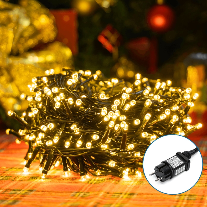Aigostar - Catena LED natalizia da esterno 200xLED/8 funzioni 13m IP44 bianco caldo