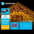 Aigostar - Catena LED natalizia da esterno 200xLED/8 funzioni 13x0,6m IP44 bianco caldo