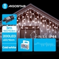 Aigostar - Catena LED natalizia da esterno 200xLED/8 funzioni 13x0,6m IP44 bianco freddo