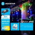 Aigostar - Catena LED natalizia da esterno 200xLED/8 funzioni 13x0,6m IP44 multicolore
