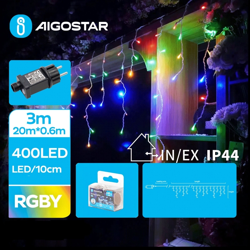 Aigostar - Catena LED natalizia da esterno 400xLED/8 funzioni 23x0,6m IP44 multicolore