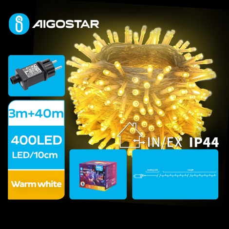 Aigostar - Catena LED natalizia da esterno 400xLED/8 funzioni 43m IP44 bianco caldo