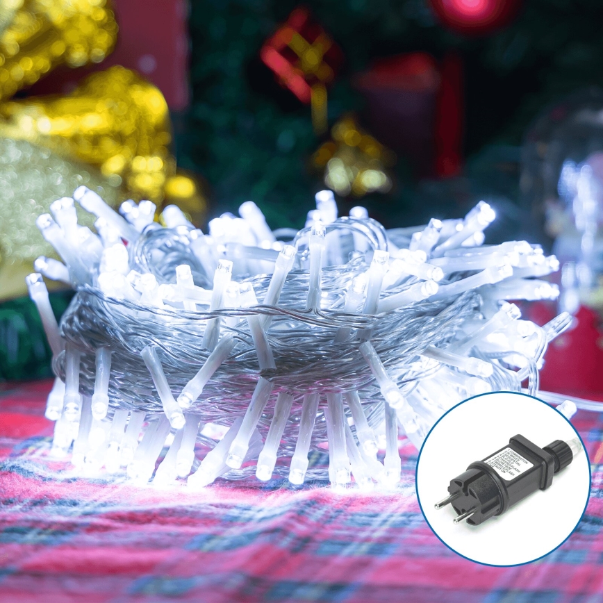 Aigostar - Catena LED natalizia da esterno 50xLED/8 funzioni 8m IP44 bianco freddo