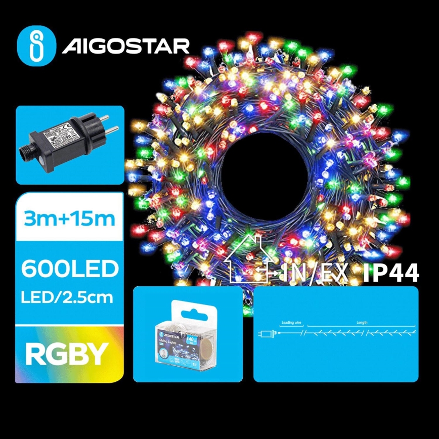 Aigostar - Catena LED natalizia da esterno 600xLED/8 funzioni 18m IP44 multicolore