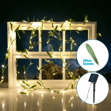 Aigostar - Catena LED solare 100xLED/12m IP65 bianco caldo oliva