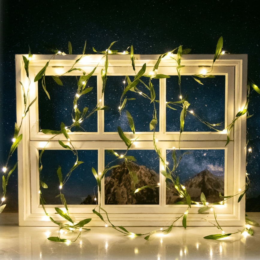 Aigostar - Catena LED solare 100xLED/12m IP65 bianco caldo oliva