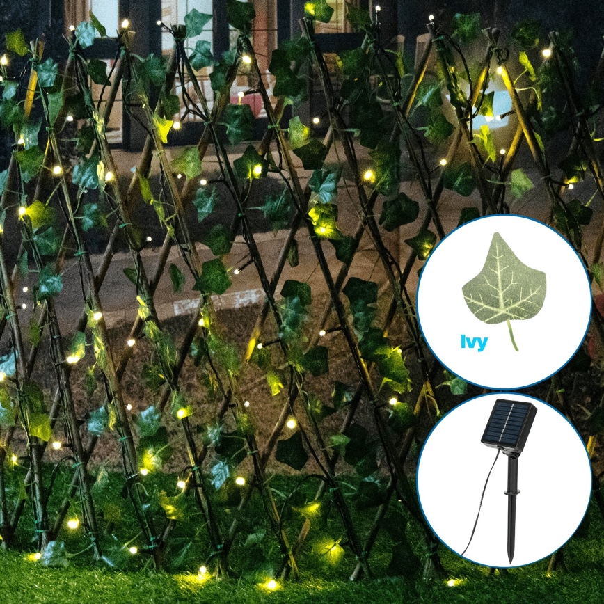 Aigostar - Catena LED solare 102xLED/2x0,7m IP65 300 mAh bianco caldo ivy