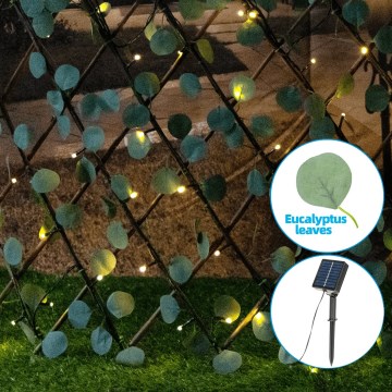Aigostar - Catena LED solare 102xLED/2x0,7m IP65 bianco caldo eucalipto