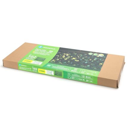 Aigostar - Catena LED solare 102xLED/2x0,7m IP65 bianco caldo eucalipto