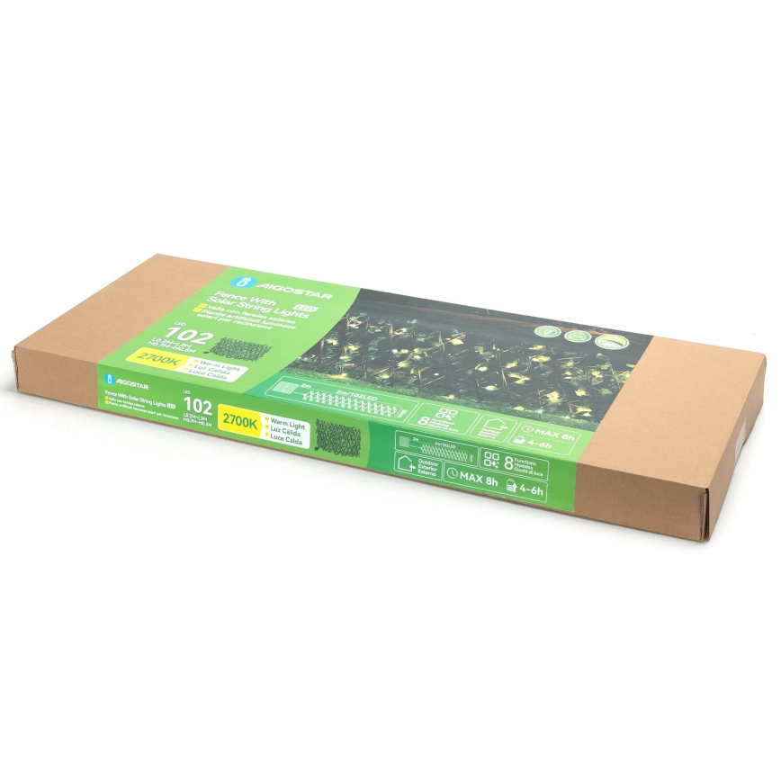 Aigostar - Catena LED solare 102xLED/2x0,7m IP65 300 mAh bianco caldo ivy