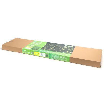 Aigostar - Catena LED solare 148xLED/2x1,2m IP65 300 mAh bianco caldo ivy