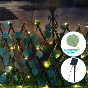 Aigostar - Catena LED solare 56xLED/2x0,4m IP65 bianco caldo eucalipto