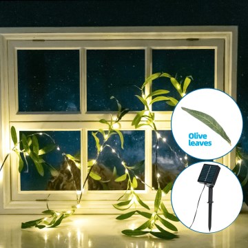 Aigostar - Catena LED solare 60xLED/4m IP65 bianco caldo oliva