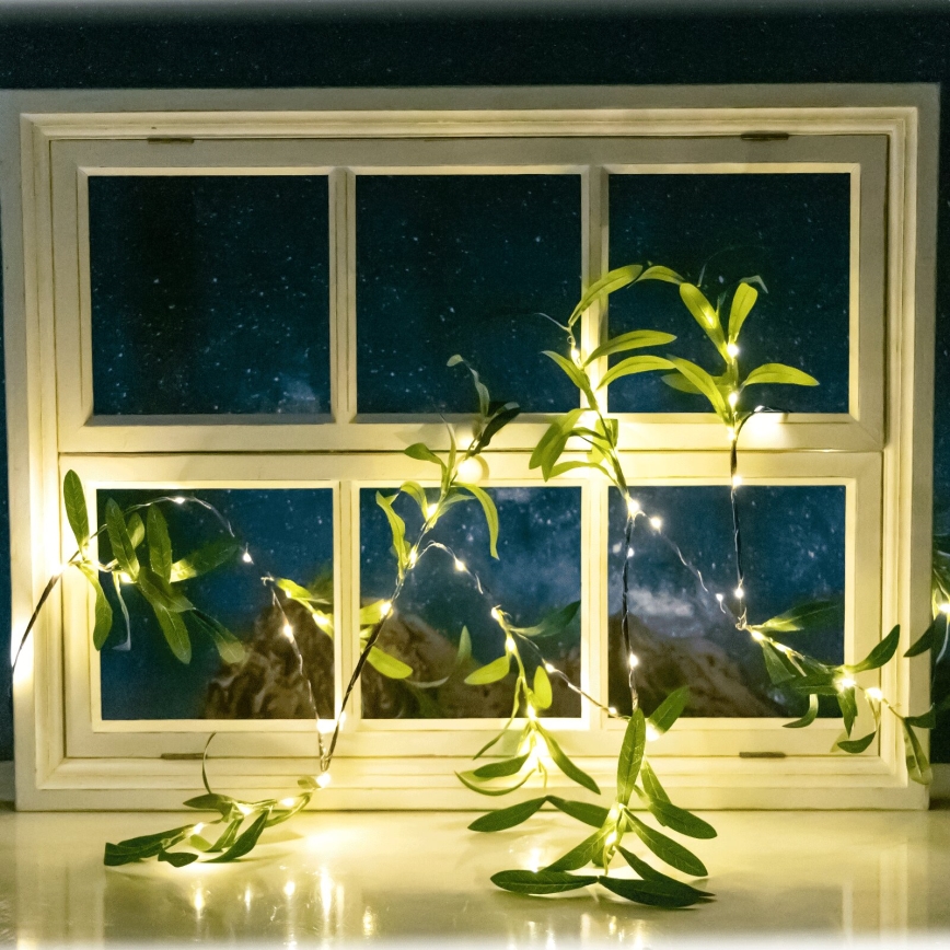 Aigostar - Catena LED solare 60xLED/4m IP65 bianco caldo oliva