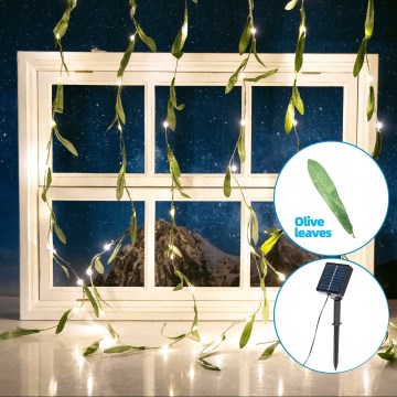Aigostar - Catena LED solare 70xLED/4x1m IP65 bianco caldo oliva