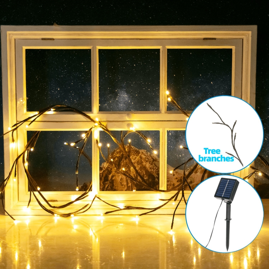 Aigostar - Catena LED solare 72xLED/4m IP65 bianco caldo albero PLEASE TRANSLATE