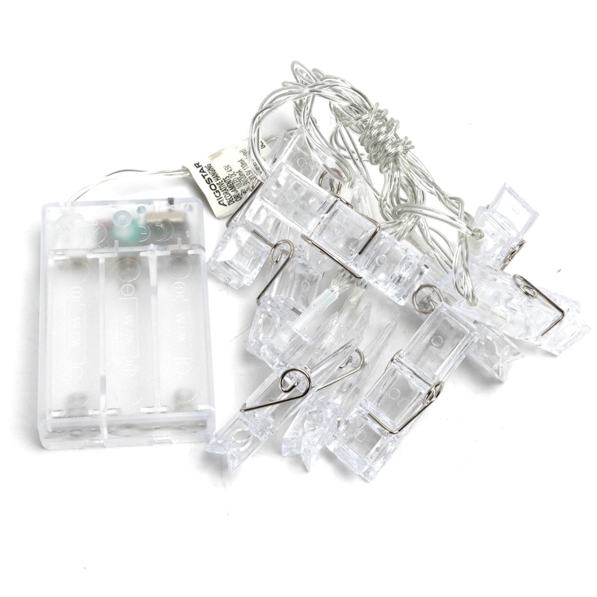 Aigostar - Catena luci LED decorativa con pioli 20xLED/3xAA 3,3m bianco caldo