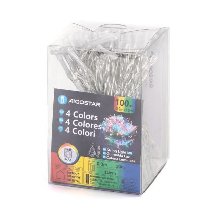 Aigostar - Catena luminosa a LED 100 LED/3xAA 10,3 m multicolore