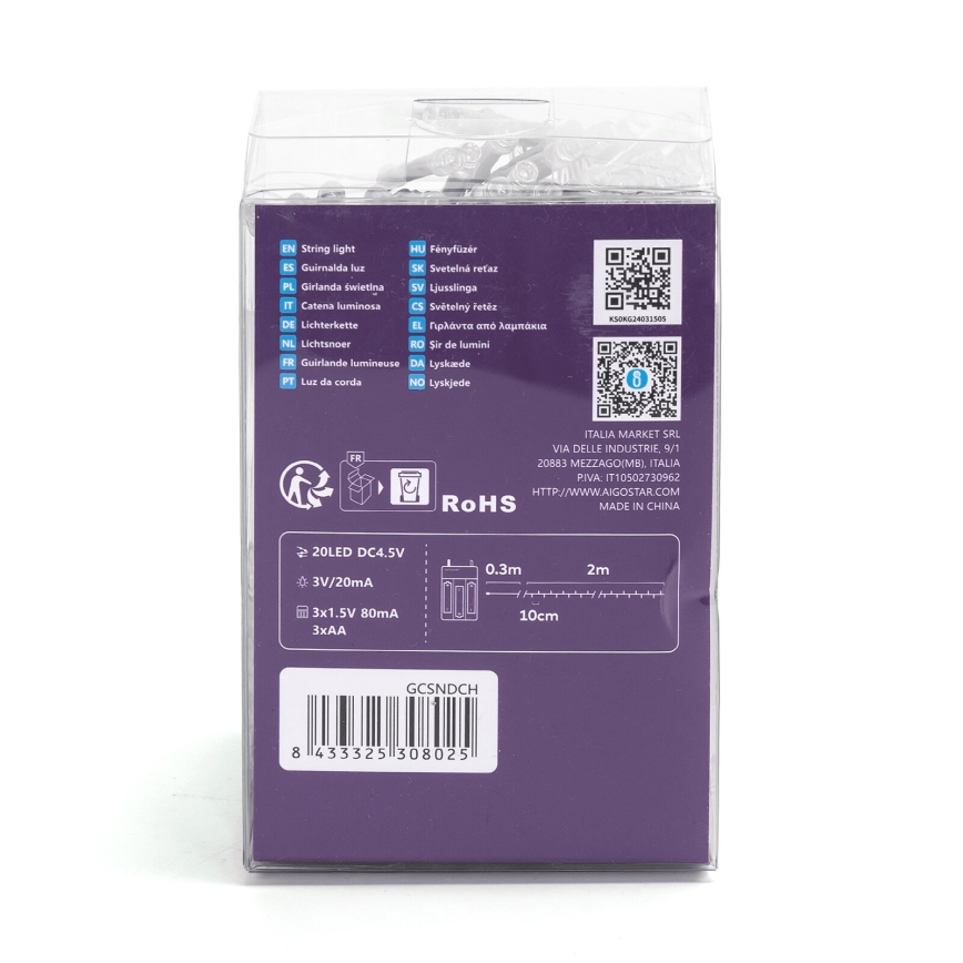 Aigostar - Catena luminosa a LED 100 LED/3xAA 10,3 m multicolore