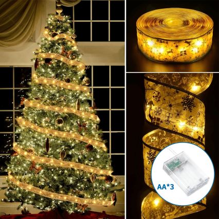 Aigostar - Catena luminosa LED 100xLED/3xAA 10 m bianco caldo dorato