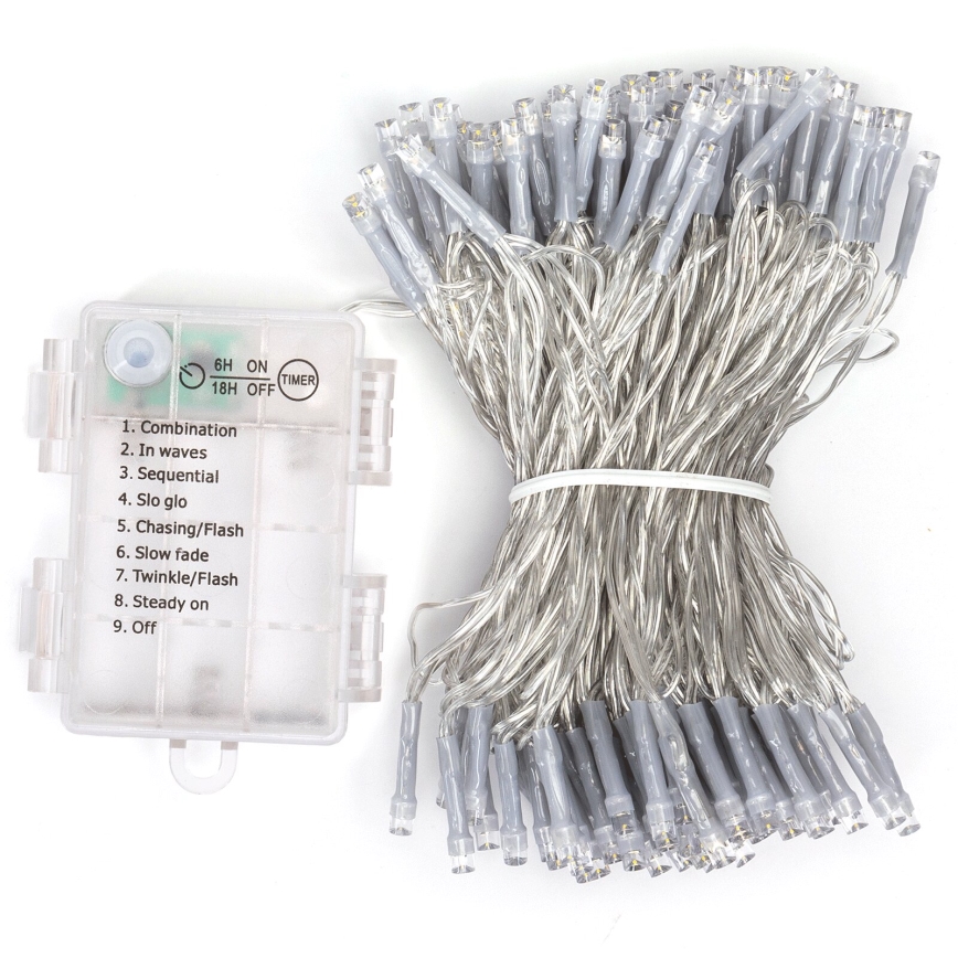 Aigostar - Catena luminosa da esterno LED, 150 LED, 8 funzioni, 3x AA, 15,3 m, IP44, multicolore