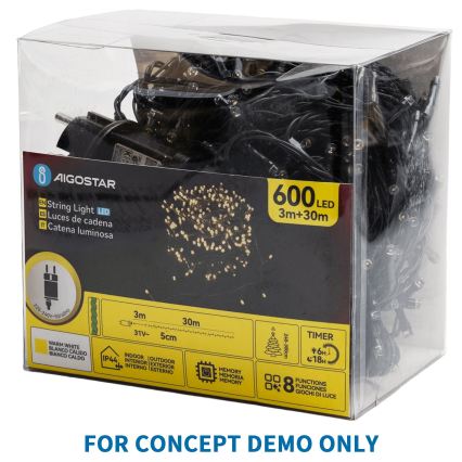 Aigostar - Catena luminosa da esterno per Natale a LED 2500xLED/8 funzioni 53m IP44 bianco caldo