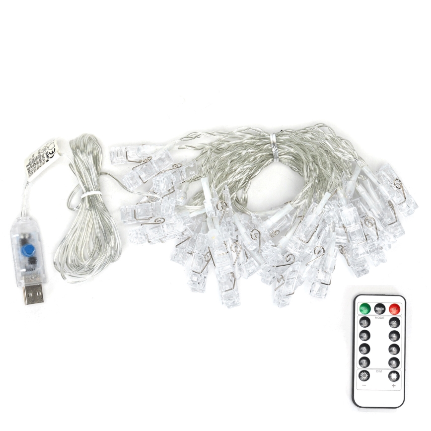 Aigostar - Catena luminosa decorativa 40 LED/5W/USB 9 m bianco caldo