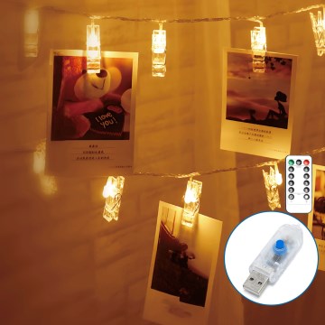 Aigostar - Catena luminosa decorativa a LED 20 LED/5 W/USB 6 m bianco caldo
