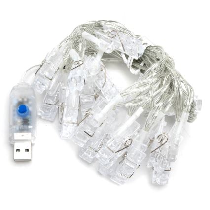 Aigostar - Catena luminosa decorativa a LED 20 LED/5 W/USB 6 m bianco caldo