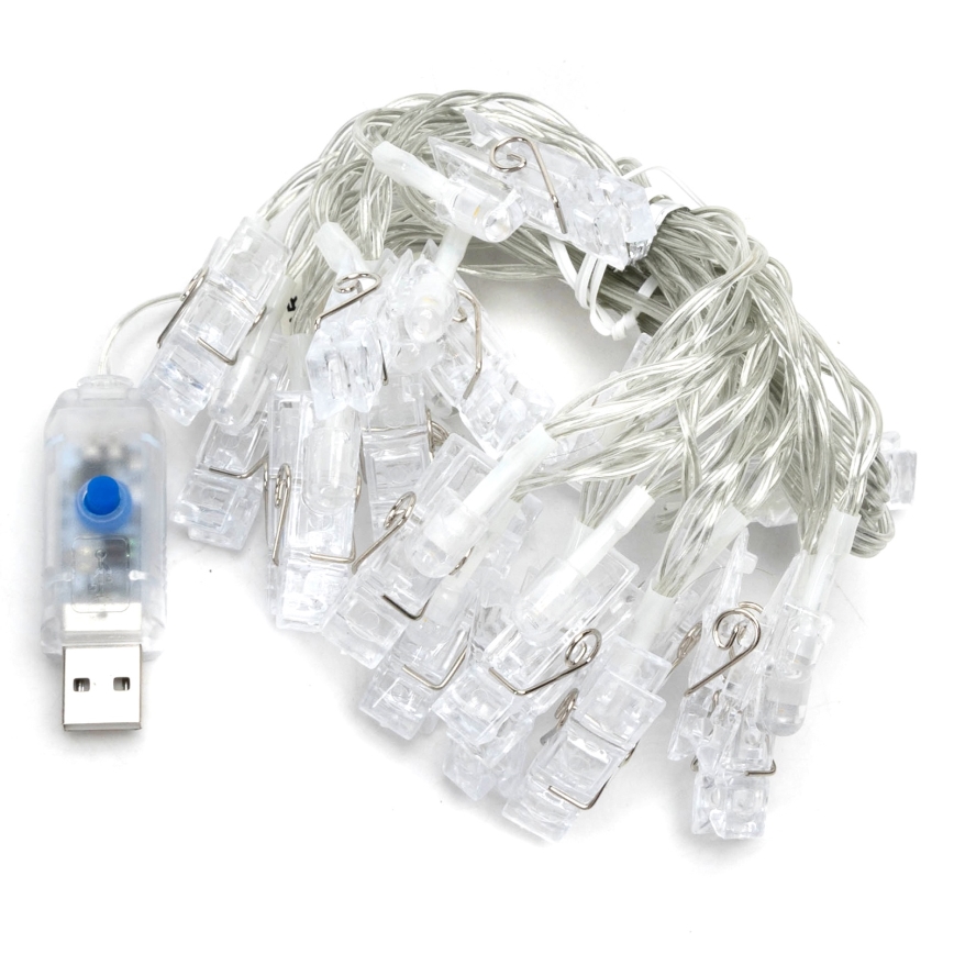 Aigostar - Catena luminosa decorativa a LED 20 LED/5 W/USB 6 m bianco caldo