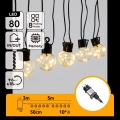 Aigostar - Catena luminosa decorativa da esterno a LED 80xLED/8 funzioni 5m IP44 bianco caldo