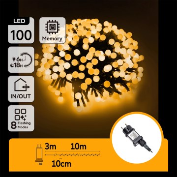 Aigostar - Catena luminosa decorativa LED da esterno 100 LED/8 funzioni 10 m IP44 bianco caldo