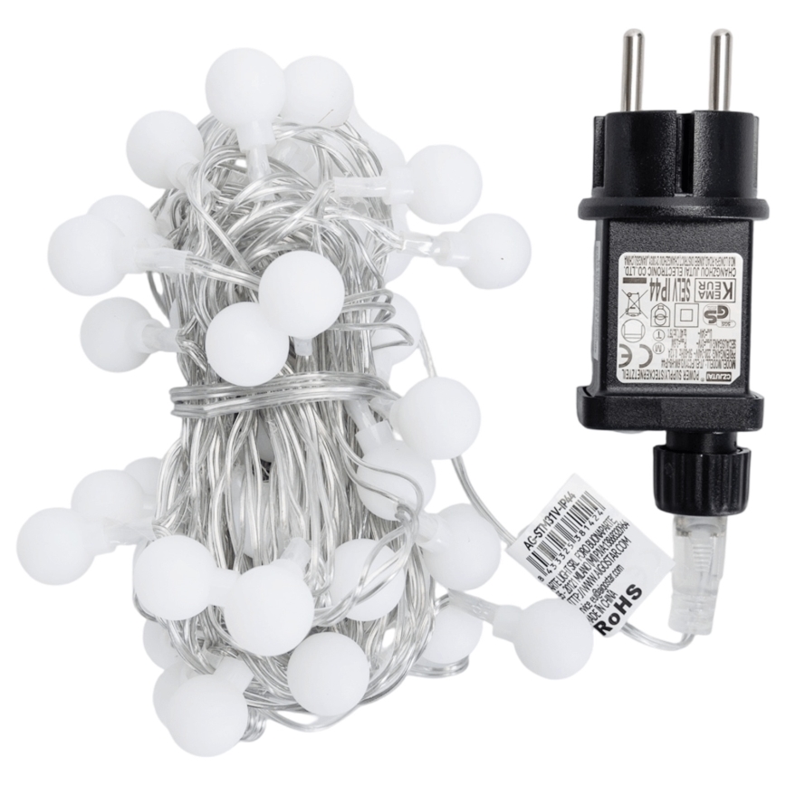 Aigostar - Catena luminosa decorativa LED per esterni 50 LED/8 funzioni 5 m IP44 bianco caldo