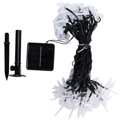 Aigostar - Catena luminosa solare decorativa a LED 50 LED/8 funzioni 10 m 800 mAh IP65 bianco freddo