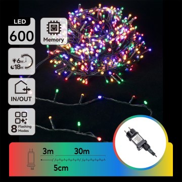 Aigostar - Catena luminosa di Natale LED RGBY per esterni, 600 LED/8 funzioni, 30 m, IP44