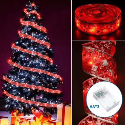Aigostar - LED  catena luminosa 100xLED/3xAA 10 m bianco caldo rosso