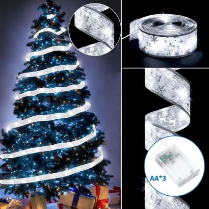 Aigostar - Catena luminosa a LED 20xLED/3xAA, 2 m, bianco caldo, argento