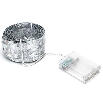 Aigostar - Catena luminosa a LED 20xLED/3xAA, 2 m, bianco caldo, argento