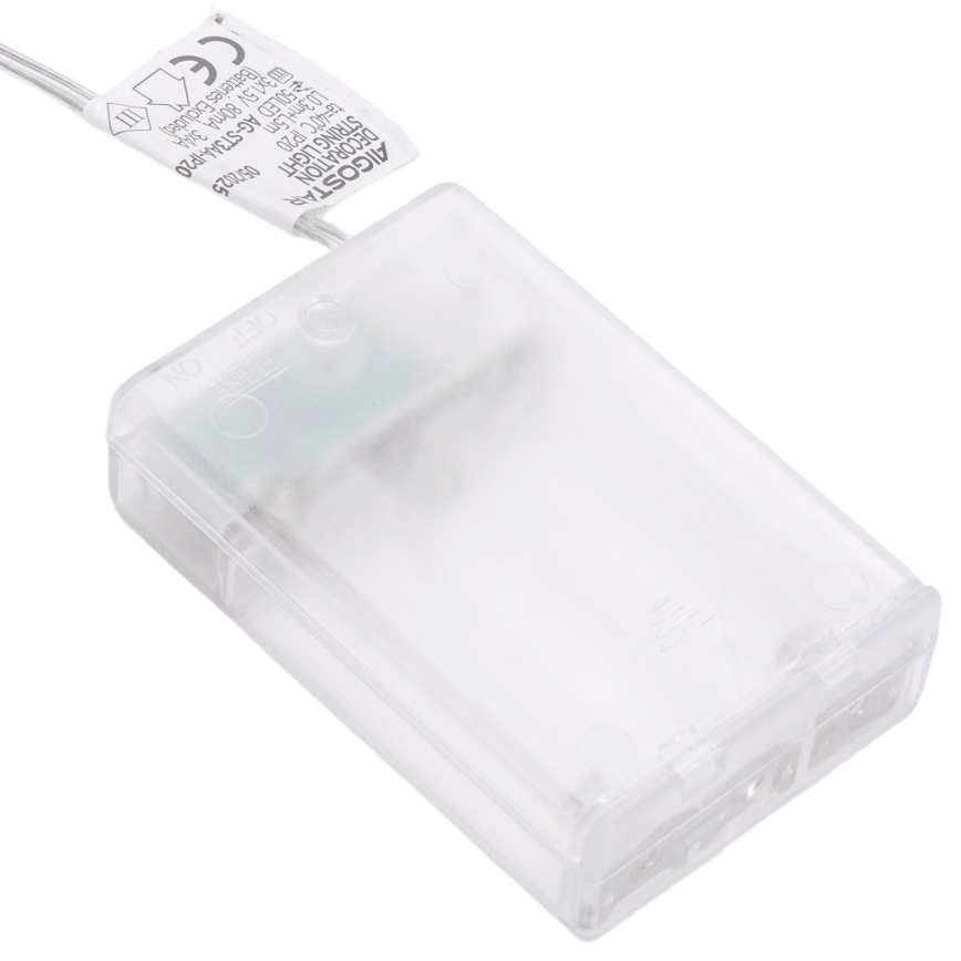 Aigostar - Catena luminosa a LED 20xLED/3xAA, 2 m, bianco caldo, argento