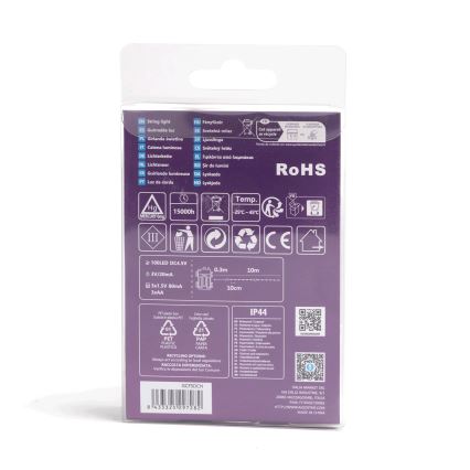 Aigostar - Catena luminosa LED da esterno 100xLED/8 funzioni/3xAA10,3m IP44 multicolore