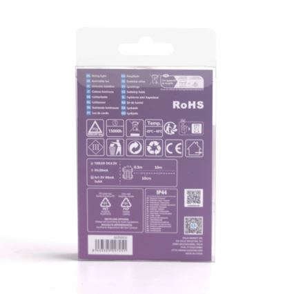 Aigostar - Catena LED da esterno 100 LED/8 funzioni/3xAA 10,3m IP44 bianco freddo