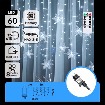 Aigostar - Catena luminosa LED da esterno 120xLED/8 funzioni 3x0,7m IP44 bianco freddo + telecomando