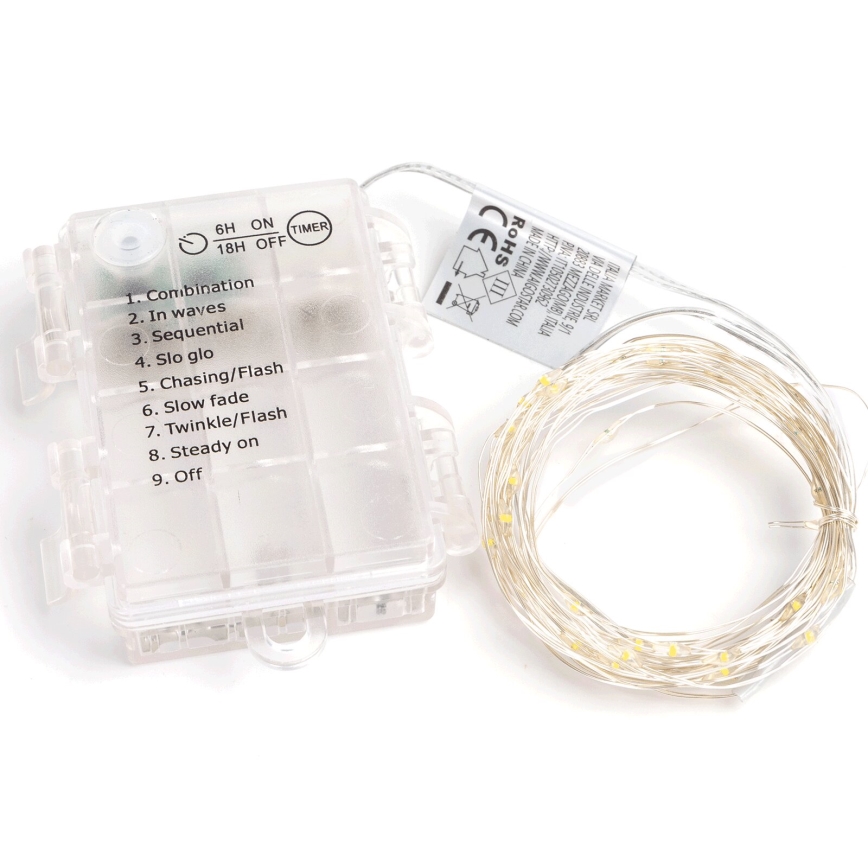 Aigostar - Catena luminosa LED da esterno 150xLED/8 funzioni 3xAA 15,3m IP44 bianco caldo