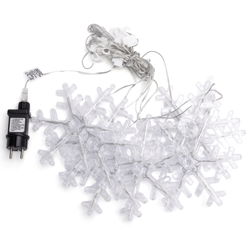 Aigostar - Catena luminosa a LED per esterni 84 LED/8 funzioni 1,2x1m IP44 bianco caldo con fiocchi di neve