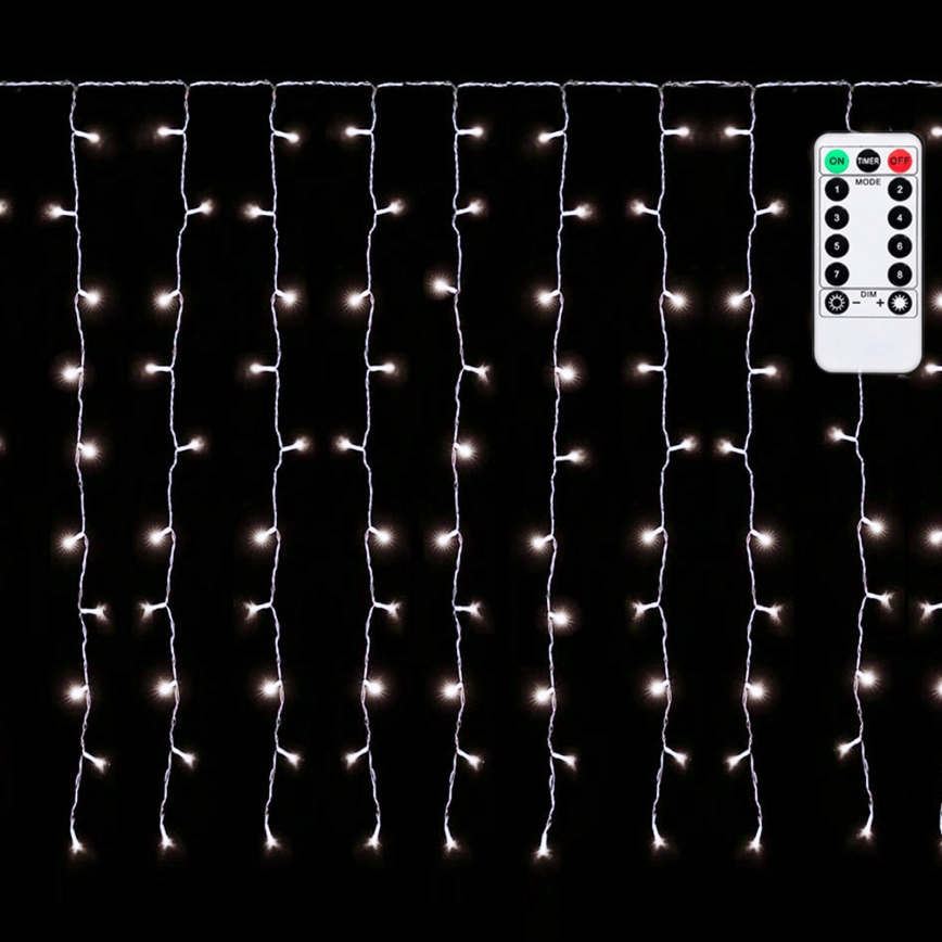 Aigostar - Catena luminosa LED da esterno per Natale 150 LED/6W/230V/8 funzioni 1,5x1m IP44 bianco freddo + telecomando